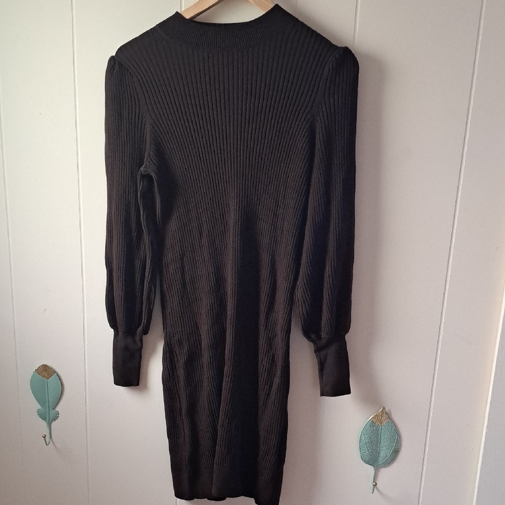Banana Republic Brown Ribbed Long Sleeve Knit Dress Tunic Sweater